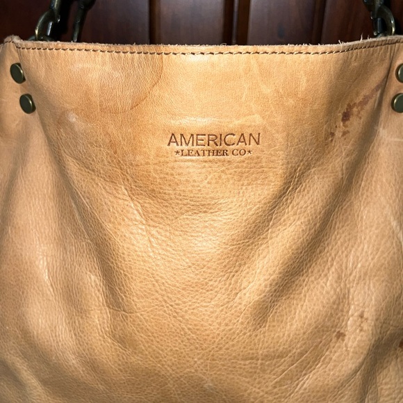 AMERICAN Leather Co Two Way Satchel in cafe latte Leather Long Beach Satchel - Picture 2 of 12